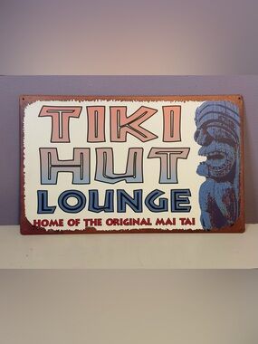Retro Tiki Hut Lounge Tin Sign